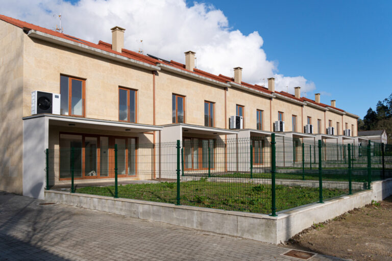 A row of new townhouses or condominiums. Galicia, Spain. Real state concept